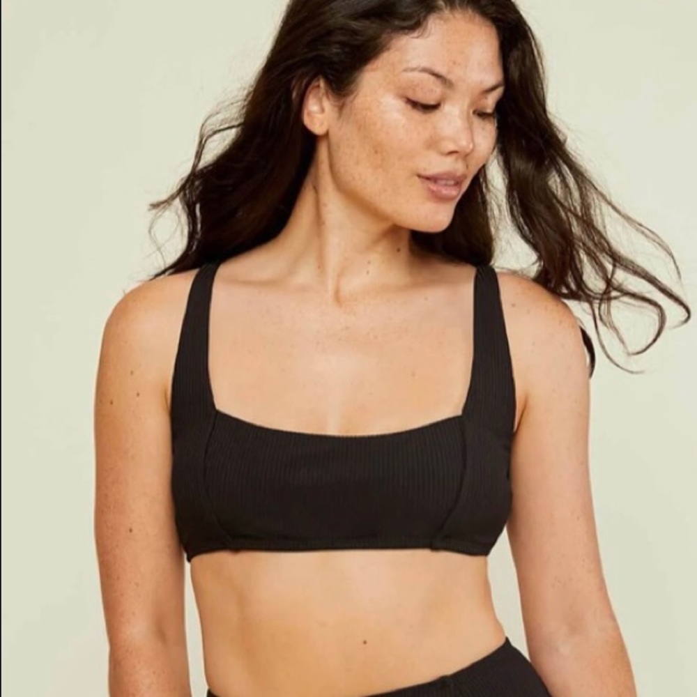 Andie swim black ribbed Havana top size S